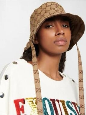 Gucci Monogram Reversible Bucket Hat with straps